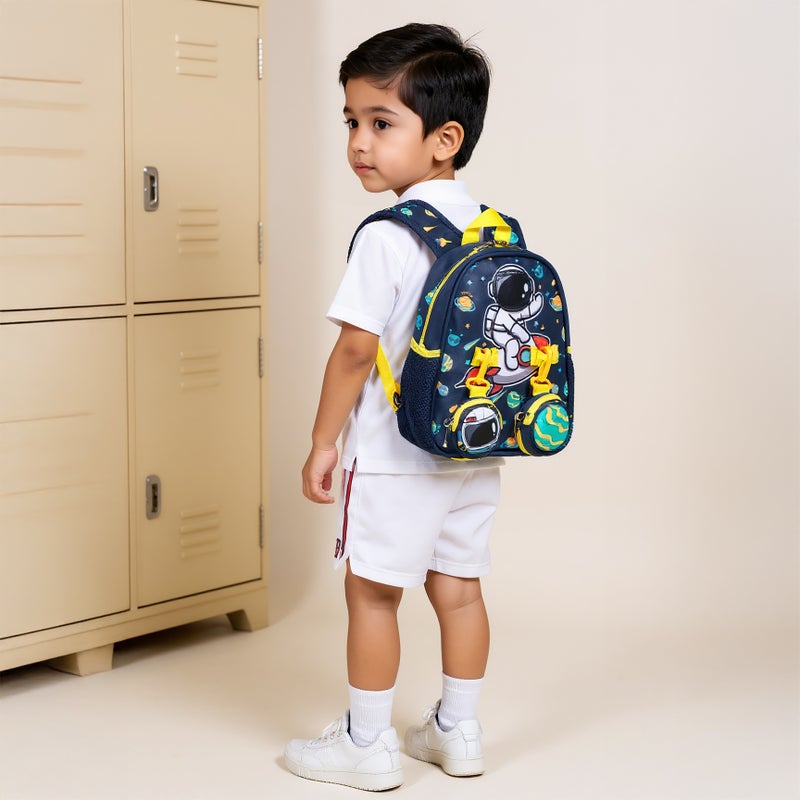 Supercute Backpack-Small-1 Cmprt-Astronaut Print- With 2 Front Pocket- (Polyester) Multicolor \ 26X10X28Cm - Image 2